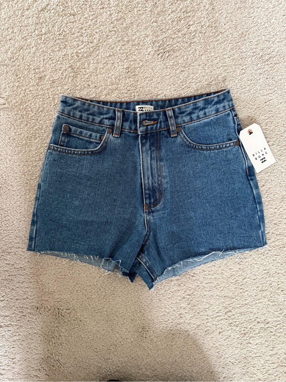Billabong Mid-Rise Dark Blue Denim Cutoff Shorts
